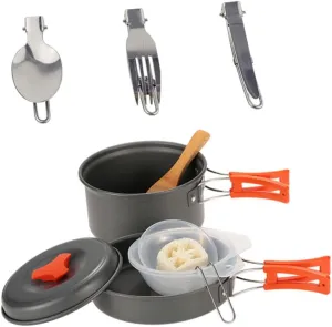 Mipcase Camping Pan Set Utensils 1-2 Person Portable Camping Cookware Easy to Clean Picnic Pot Set for Outdoor Activities