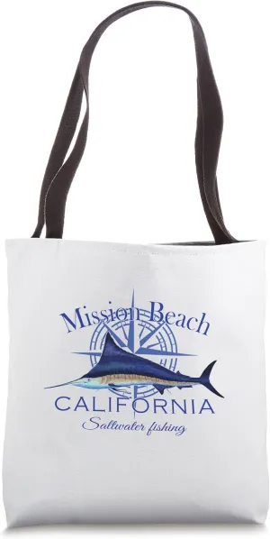 Mission Beach California Sailfish Billfish Marlin Saltwater Tote Bag