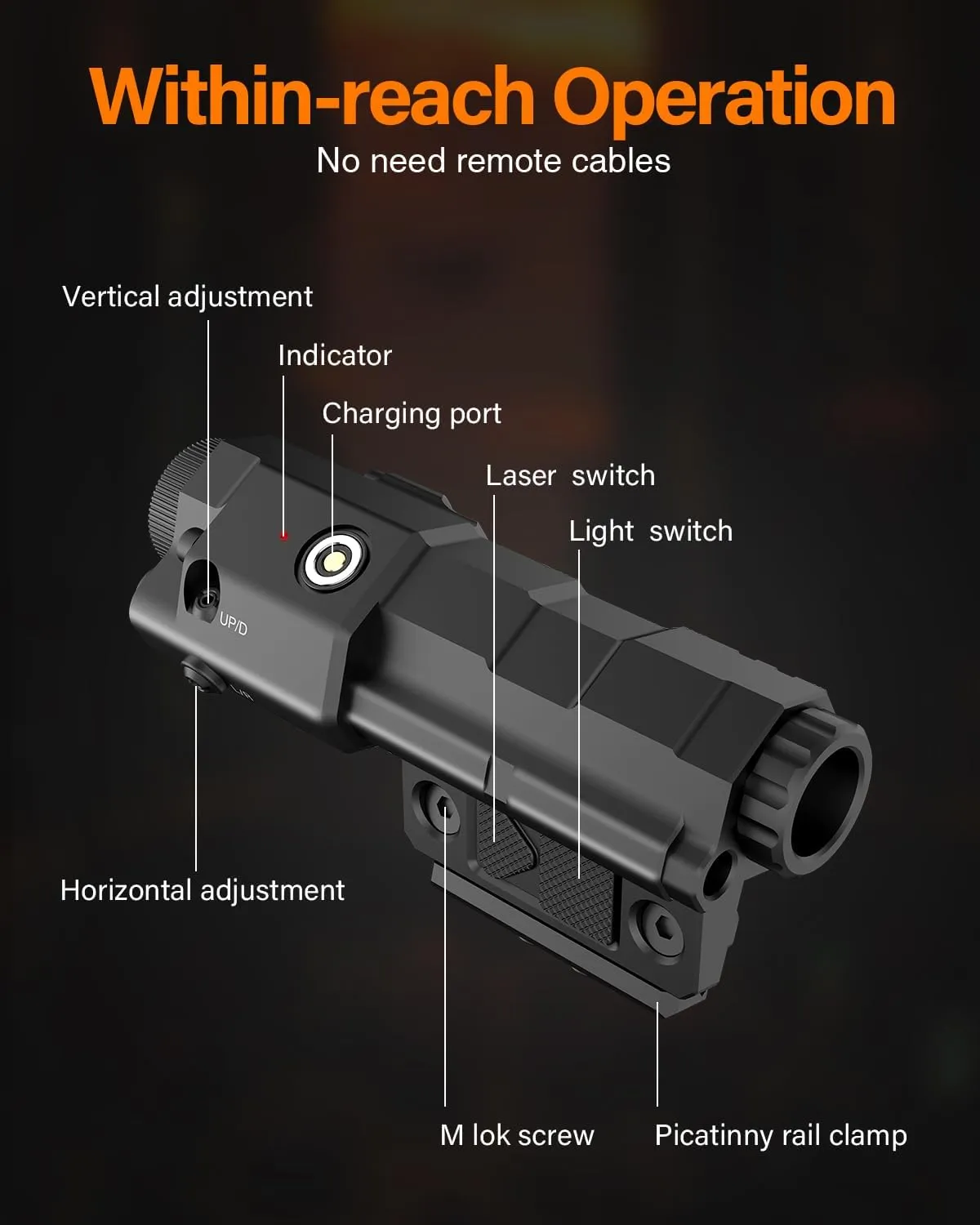 Mlok Picatinny 2 in 1 Flashlight Blue Laser Sight Combo, TOUGHSOUL Max 1600 Lumen Rechargeable Red Blue IR Laser Flashlight for Ar Rifle (Blue Laser)