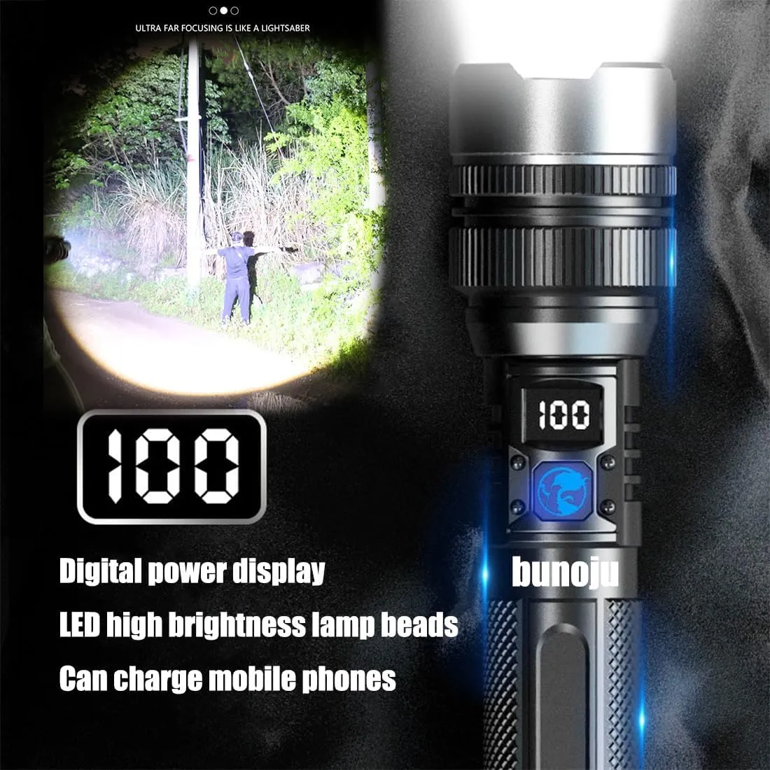 Moderatep Flashlight, 2000 High Lumens Moderatep Survival Flashlight, The Ultimate Tactical Flashlights, IPX5 Waterproof, Mechanical Zoomable, Emergencies Handheld Torch for Outdoor (1PC)