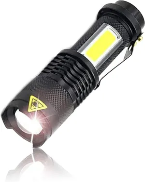 MODOAO 3 Modes COB Flashlight Super Bright Flashlight Zoomable High Lumen Hand Light with Pen Clip for Running Hiking Camping Emergency (1 Pack)