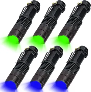 MODOAO Mini Blue and Green LED Flashlight with Adjustable Focus and Three Modes of Outdoor Flashlight. Waterproof and Convenient Flashlight Suitable for Hiking, Camping, and Exploration