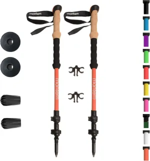 Montem Ultra Strong Trekking, Walking, and Hiking Poles - One Pair (2 Poles) - Collapsible, Lightweight, Quick Locking, Weather-Resistant and Ultra Durable