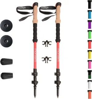 Montem Ultra Strong Trekking, Walking, and Hiking Poles - One Pair (2 Poles) - Collapsible, Lightweight, Quick Locking, Weather-Resistant and Ultra Durable