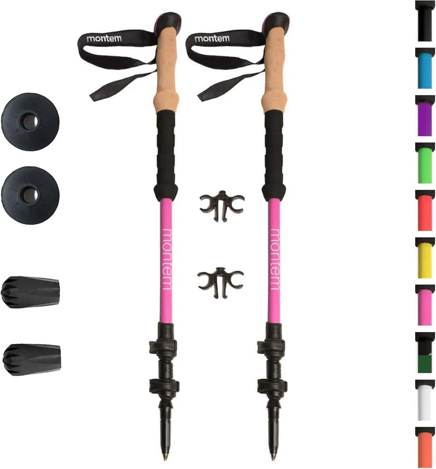 Montem Ultra Strong Trekking, Walking, and Hiking Poles - One Pair (2 Poles) - Collapsible, Lightweight, Quick Locking, Weather-Resistant and Ultra Durable