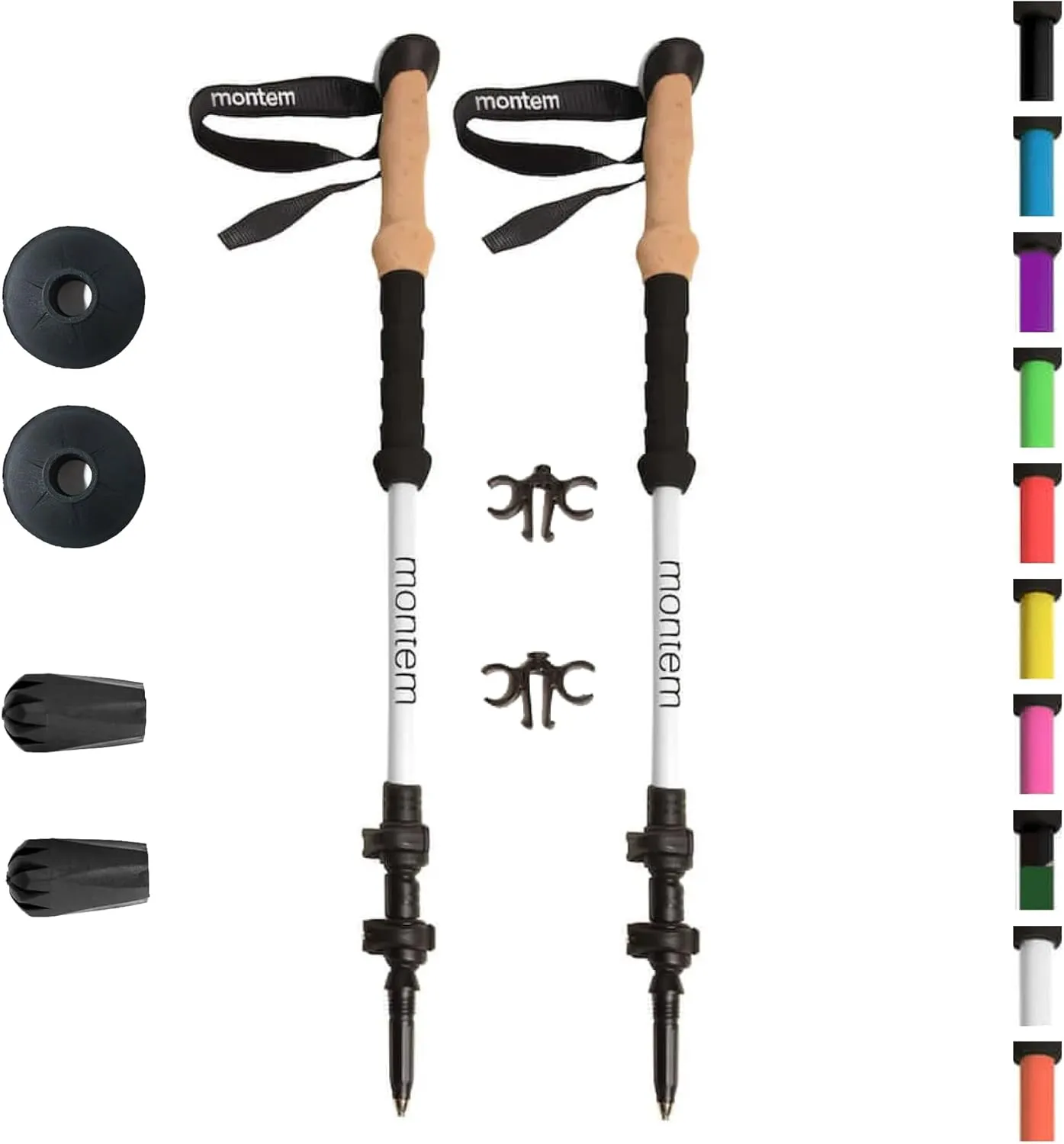 Montem Ultra Strong Trekking, Walking, and Hiking Poles - One Pair (2 Poles) - Collapsible, Lightweight, Quick Locking, Weather-Resistant and Ultra Durable