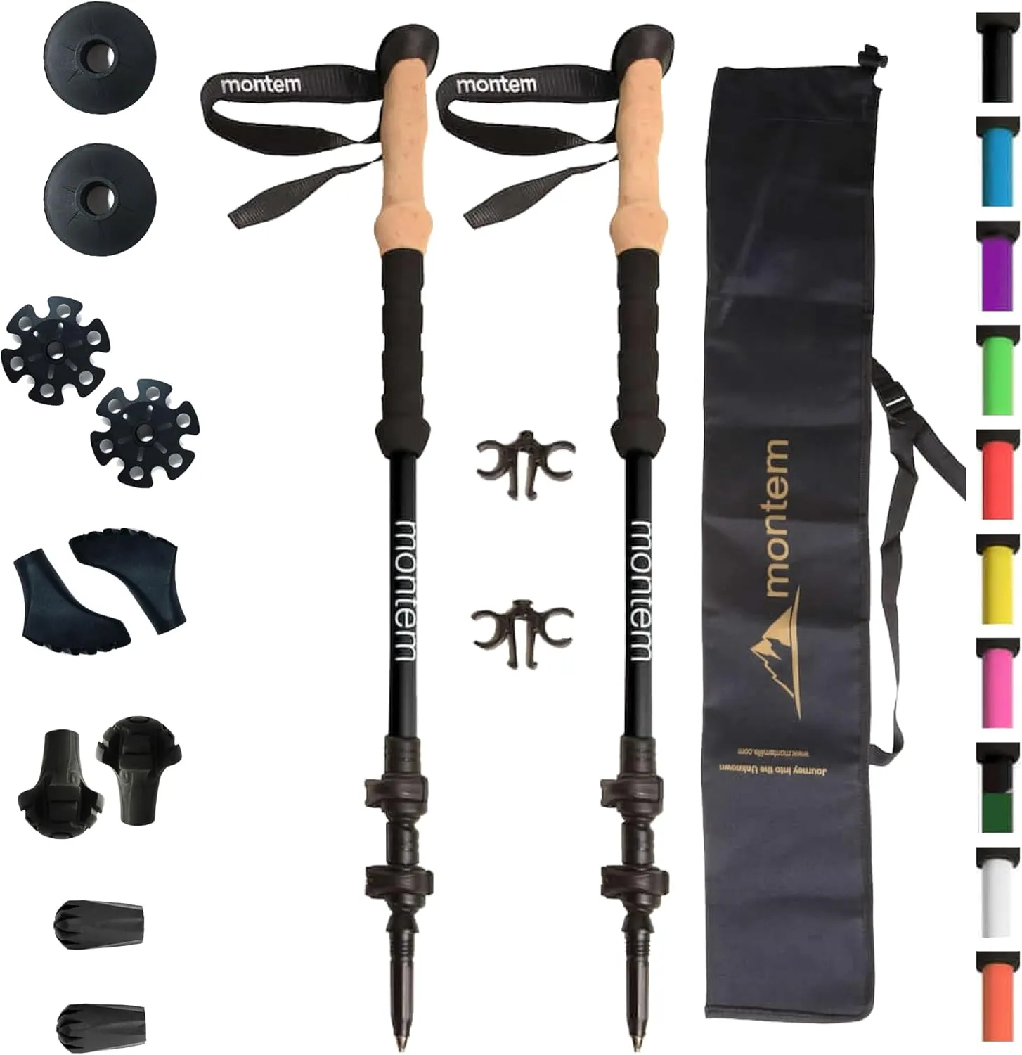 Montem Ultra Strong Trekking, Walking, and Hiking Poles - One Pair (2 Poles) - Collapsible, Lightweight, Quick Locking, Weather-Resistant and Ultra Durable