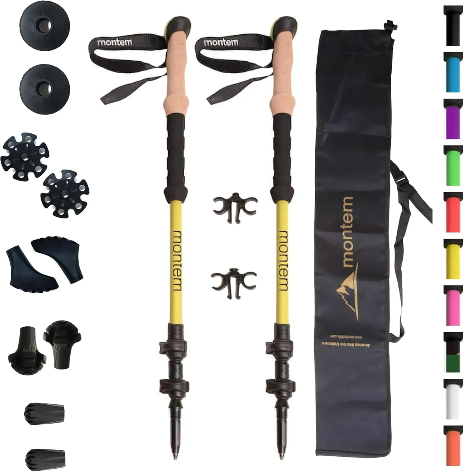 Montem Ultra Strong Trekking, Walking, and Hiking Poles - One Pair (2 Poles) - Collapsible, Lightweight, Quick Locking, Weather-Resistant and Ultra Durable