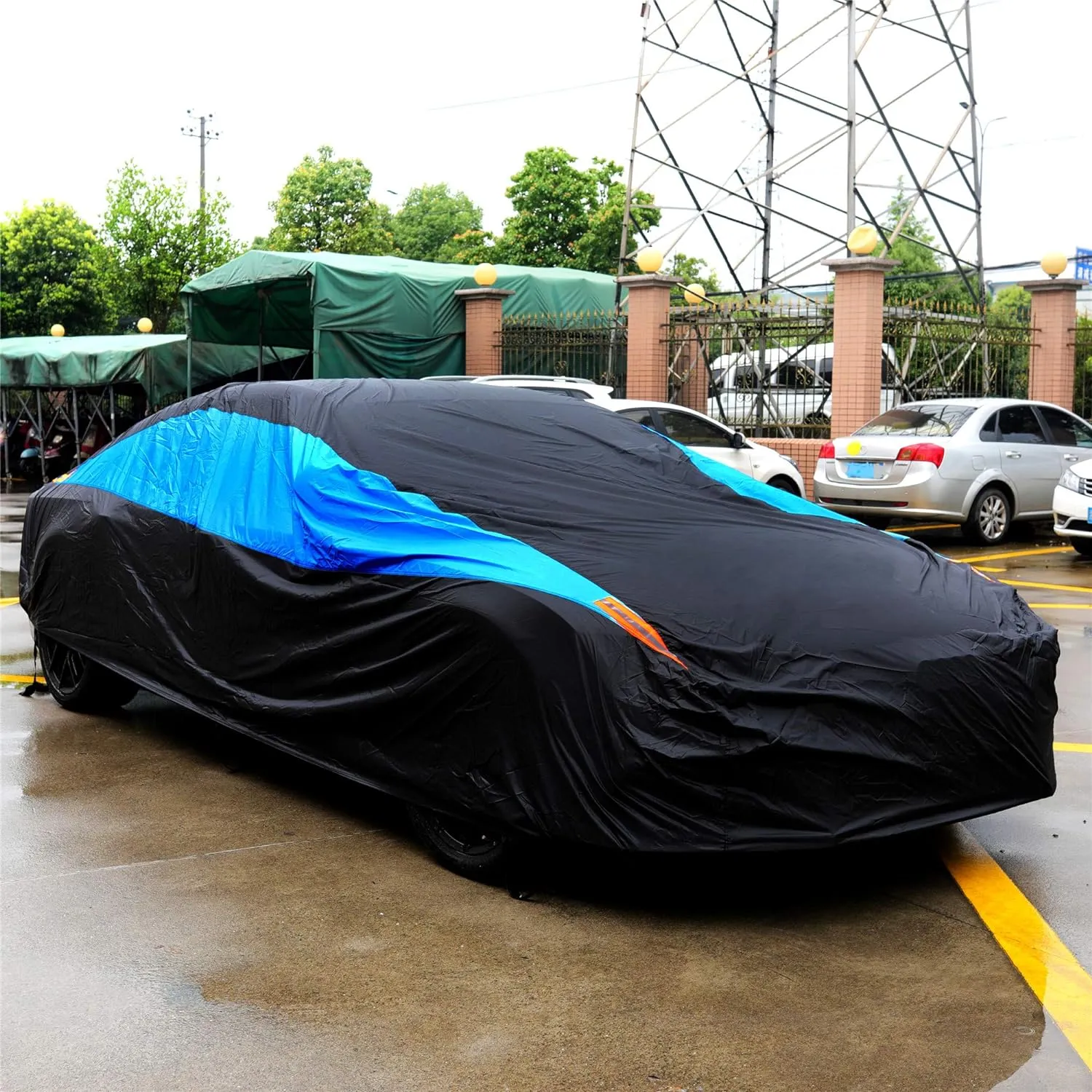 MORNYRAY Waterproof Car Cover All Weather Snowproof UV Protection Windproof Outdoor Full Coupe/Cabrio Car Cover, Universal Fit for Coupe/Cabrio (Fit Coupe/Cabrio Length 167-174 inch, Blue)
