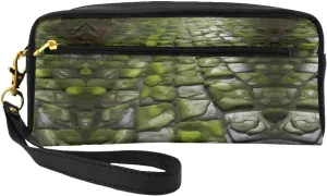 Moss Stone Pavement Print Portable Mini Makeup Bag,Versatile And Compact,Perfect For Your Essentials