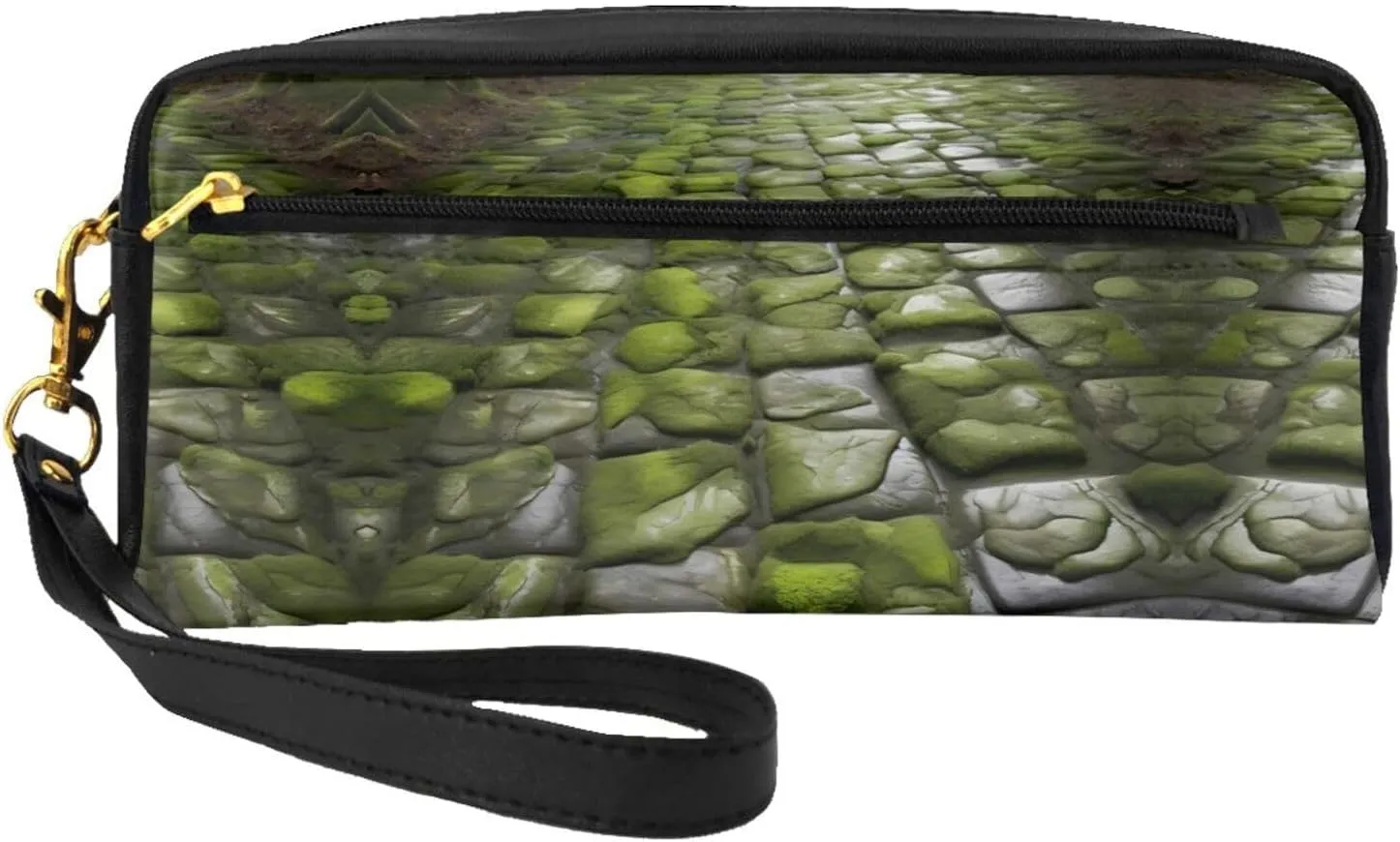 Moss Stone Pavement Print Portable Mini Makeup Bag,Versatile And Compact,Perfect For Your Essentials