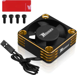 Motor Cooling Fan RC Motor Heatsink 28000RPM ESC Cooling Fan for RC Car 1/8 1/10 1/12 Scale 540 550 Brushless Motor (Black Gold)
