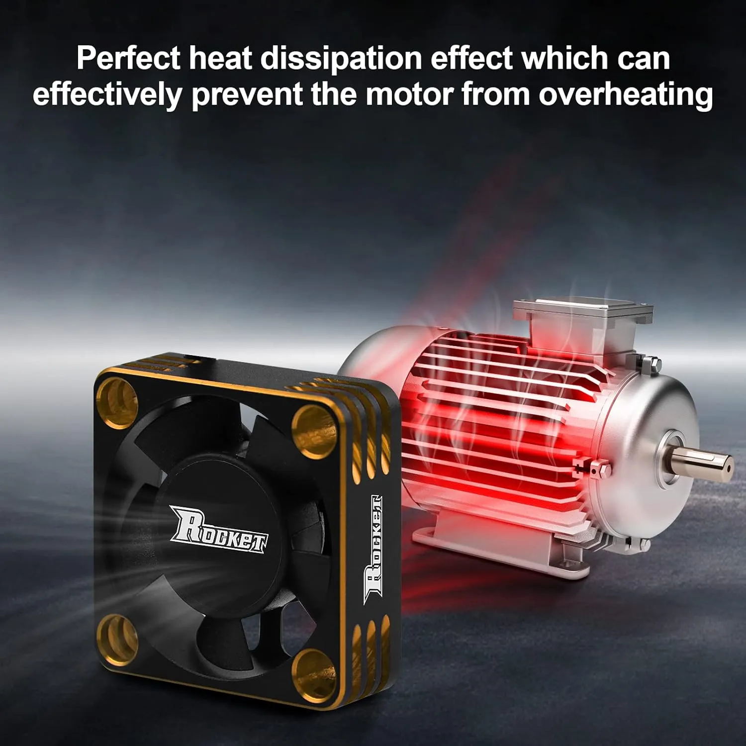 Motor Cooling Fan RC Motor Heatsink 28000RPM ESC Cooling Fan for RC Car 1/8 1/10 1/12 Scale 540 550 Brushless Motor (Black Gold)