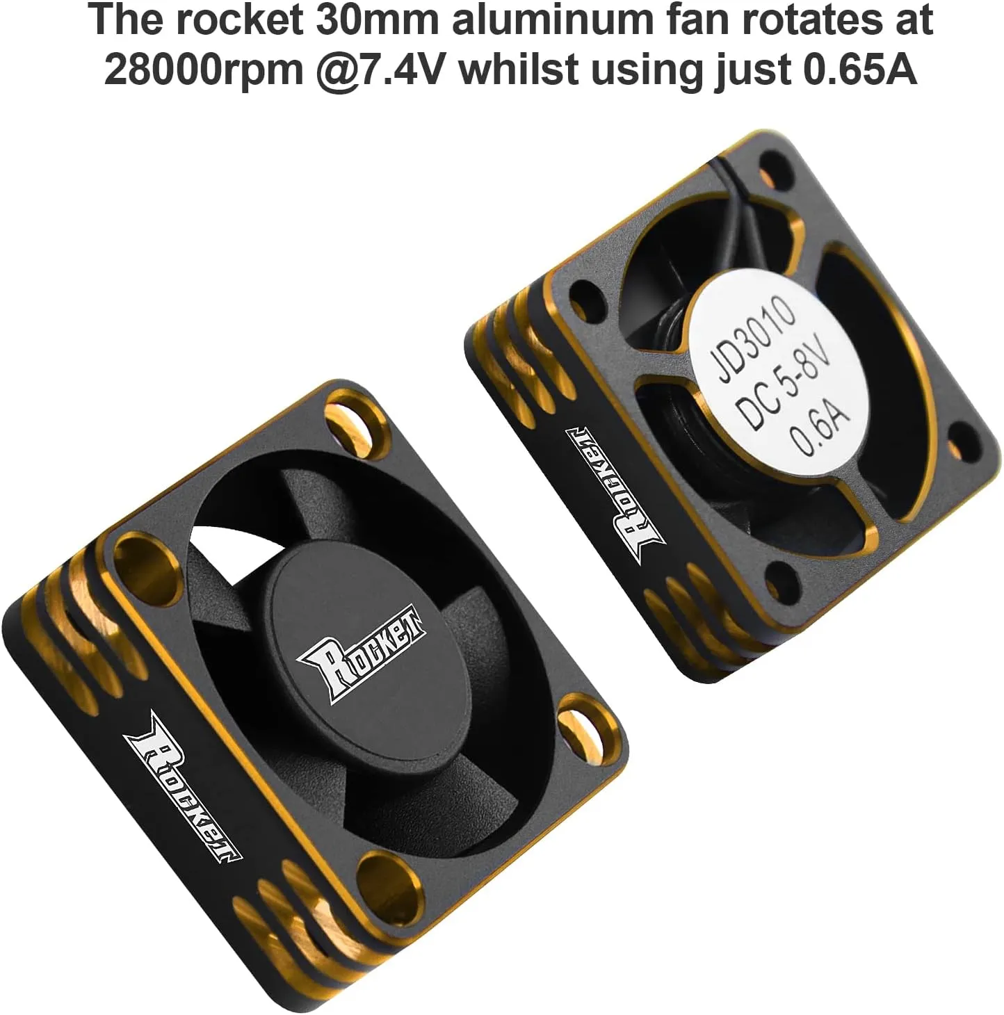 Motor Cooling Fan RC Motor Heatsink 28000RPM ESC Cooling Fan for RC Car 1/8 1/10 1/12 Scale 540 550 Brushless Motor (Black Gold)