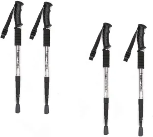 Mount Plus MP-HIKE4 Women and Children Mountain Tech Aluminum Adjustable Trekking Poles | Lightweight Quick Lock Walking Or Hiking Stick - 2 Set (4 Poles)