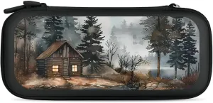 Mountain Hut by The Lake Hard Shell Travel Case with Rope 15 Game Card Pockets Compatible with Switch Protective