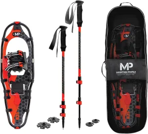 Mountain Profile Pro II Snowshoe Kit, Yellow, 8 in x 25 in, up to 200 lb, Includes Trekking Poles and Carrying Case
