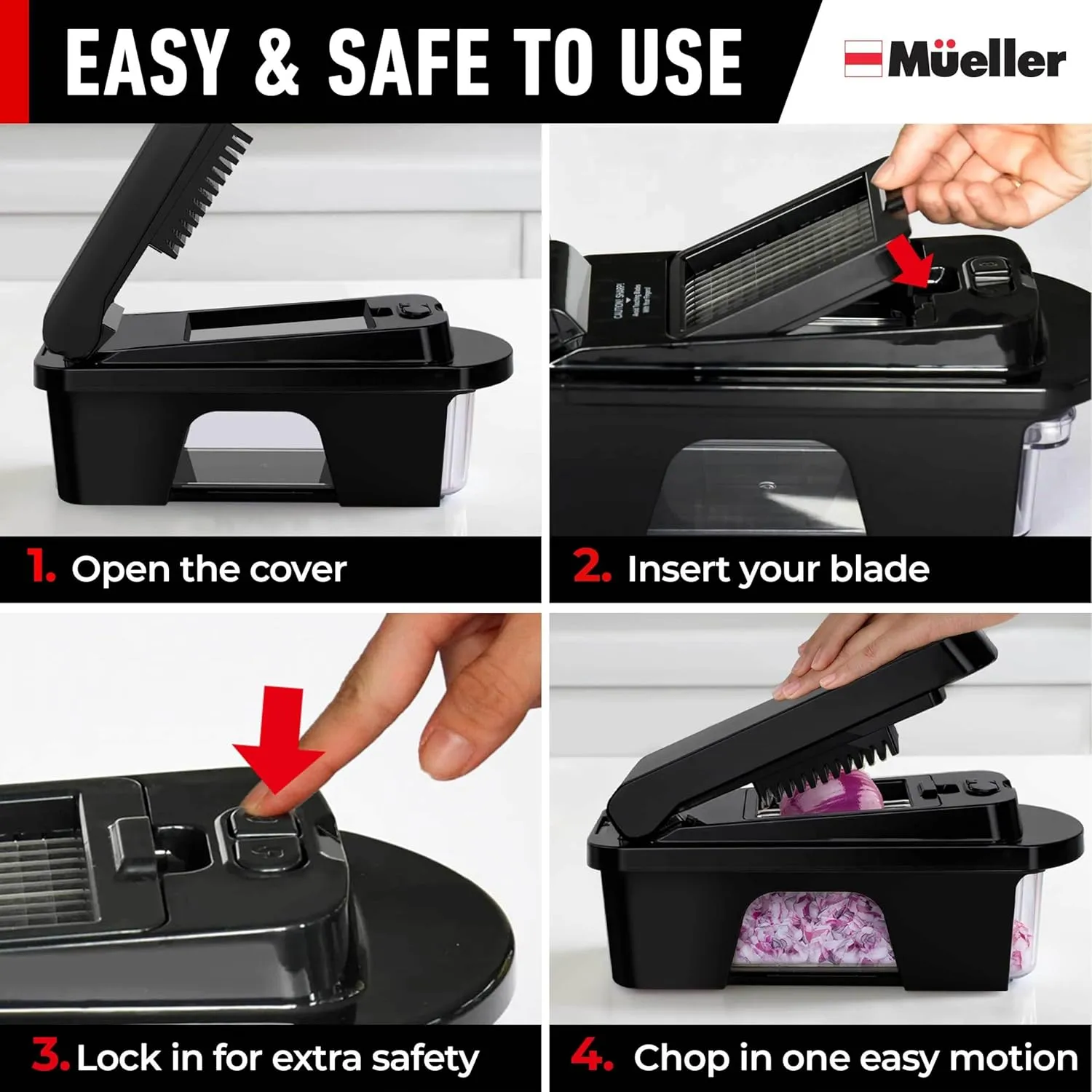 Mueller ULTIMATE 12 Blade Vegetable Chopper, Mandoline Slicer and Spiralizer, Dicer, Grater, Kitchen Essentials & Accessories, Black