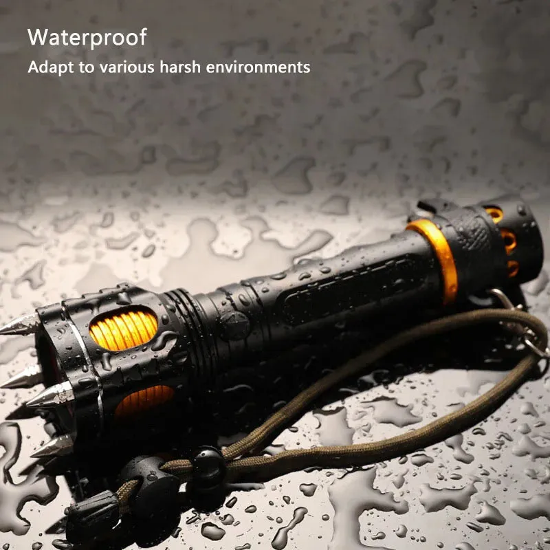 Multi-functional LED Flashlight with Safety Hammer - USB Rechargeable