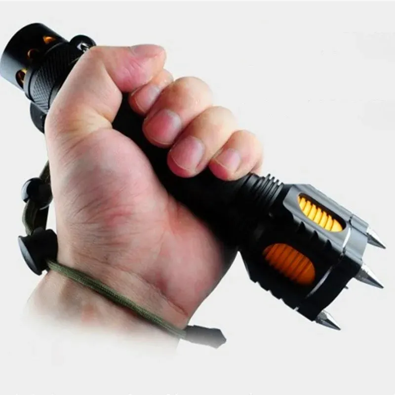 Multi-functional LED Flashlight with Safety Hammer - USB Rechargeable