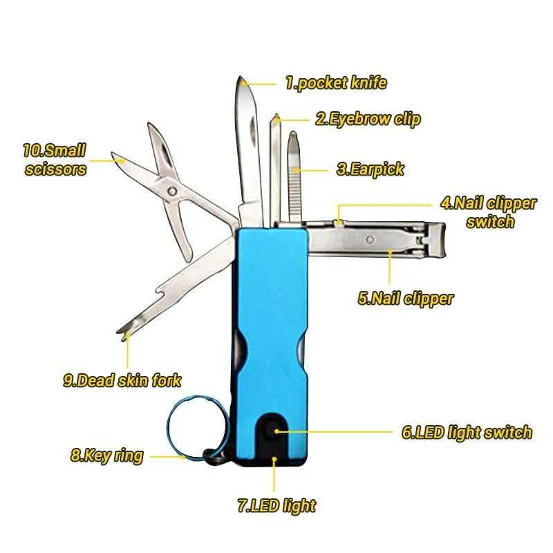 Multi-Tool Keychain - 10-in-1 Stainless Steel EDC Tool