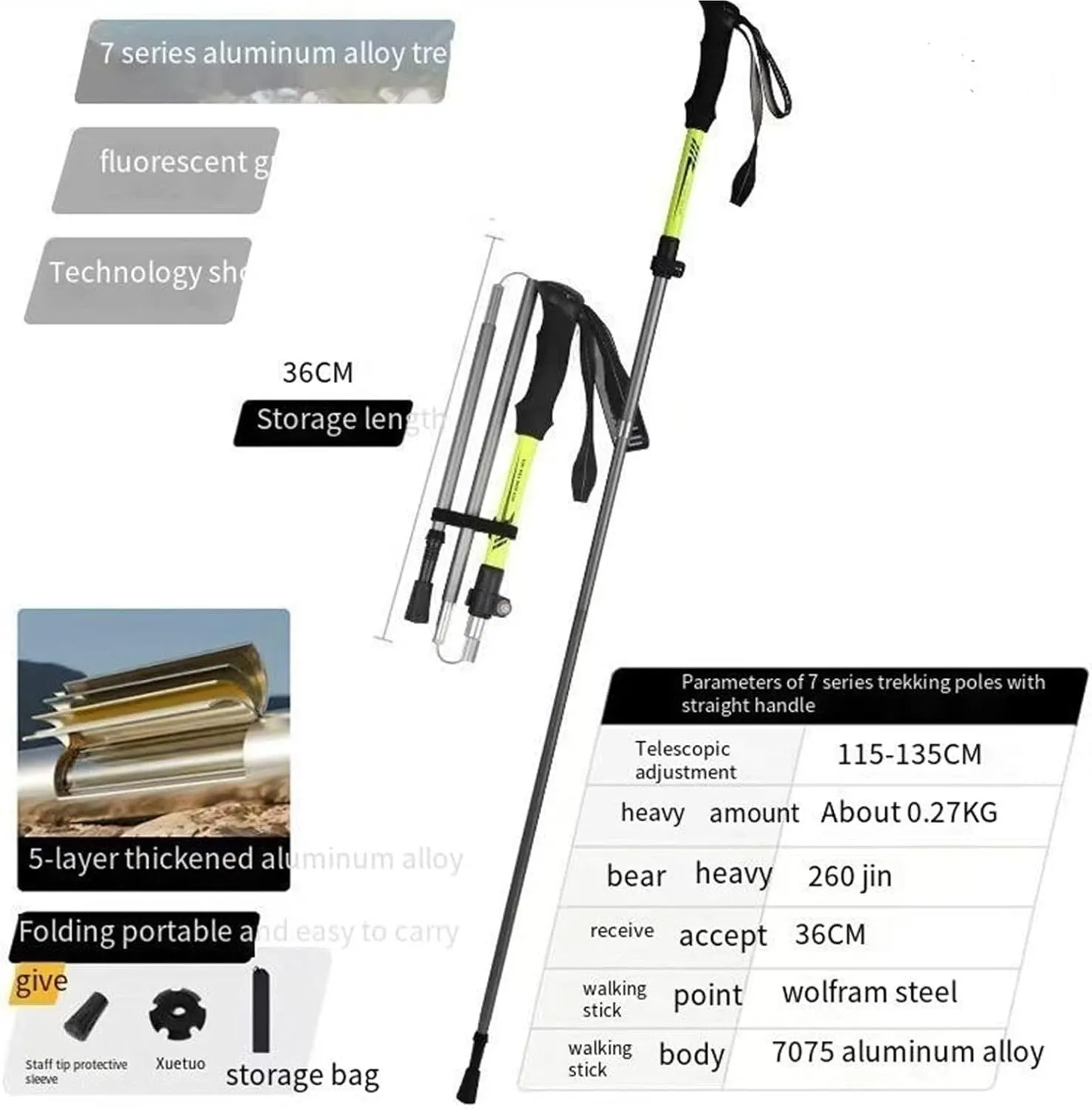 Multifunctional Folding Hiking Poles - Non-Slip Walking Stick for Outdoor Adventures
