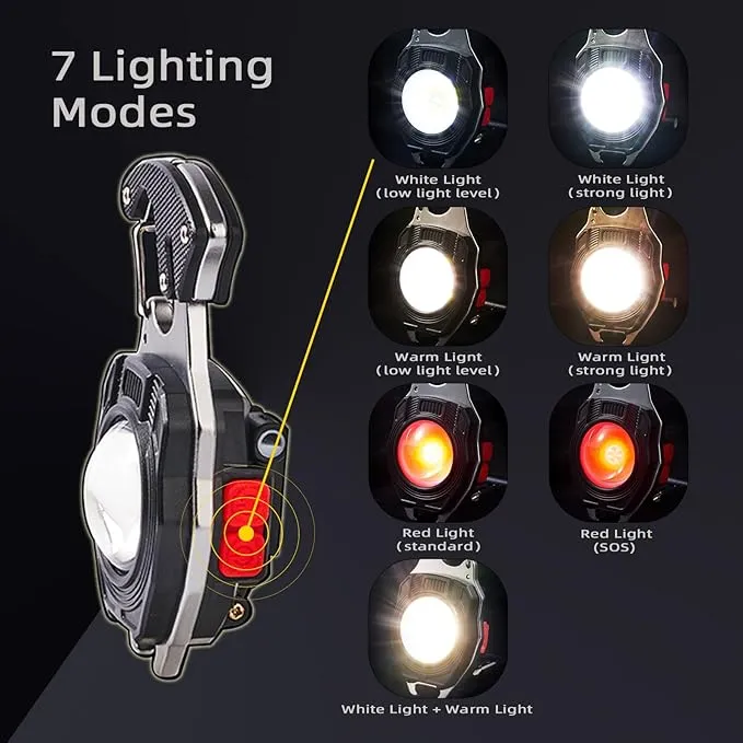 Multifunctional LED Flashlight Keychain, COB Mini Flashlight, Small Work Light, Screwdriver Bottle Opener for Outdoor Hiking