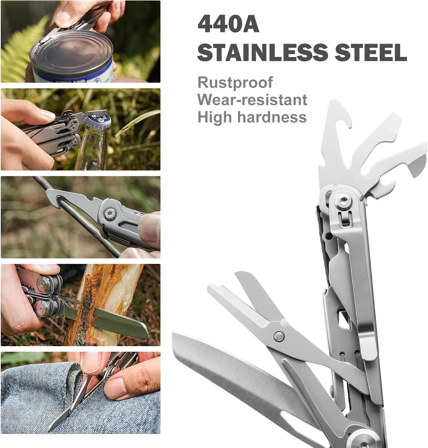 Multitool Stainless Steel Multi-Tool Pliers 22-in-1 with Safety Locking, Pocket Knife, Bottle Opener, EDC Equipment With Pocket Clip for Survival, Camping, Hunting and Hiking.