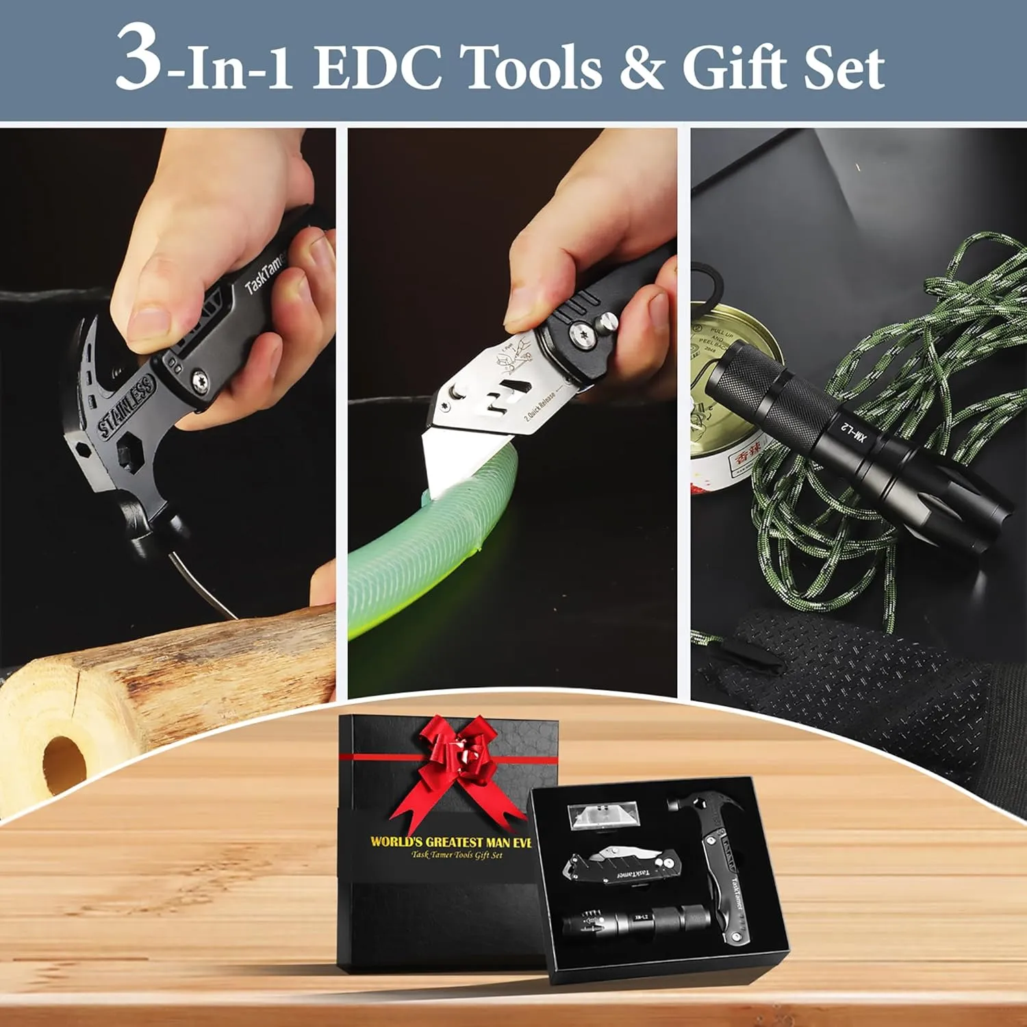 Multitools for Men, Man Gifts Multi-tools Set with Multi-Hammer, Utility Knife & Tactical Flashlight, EDC Gears for Car, Camping, Emergency & Outdoor Adventures, Gifts For Christmas Birthday
