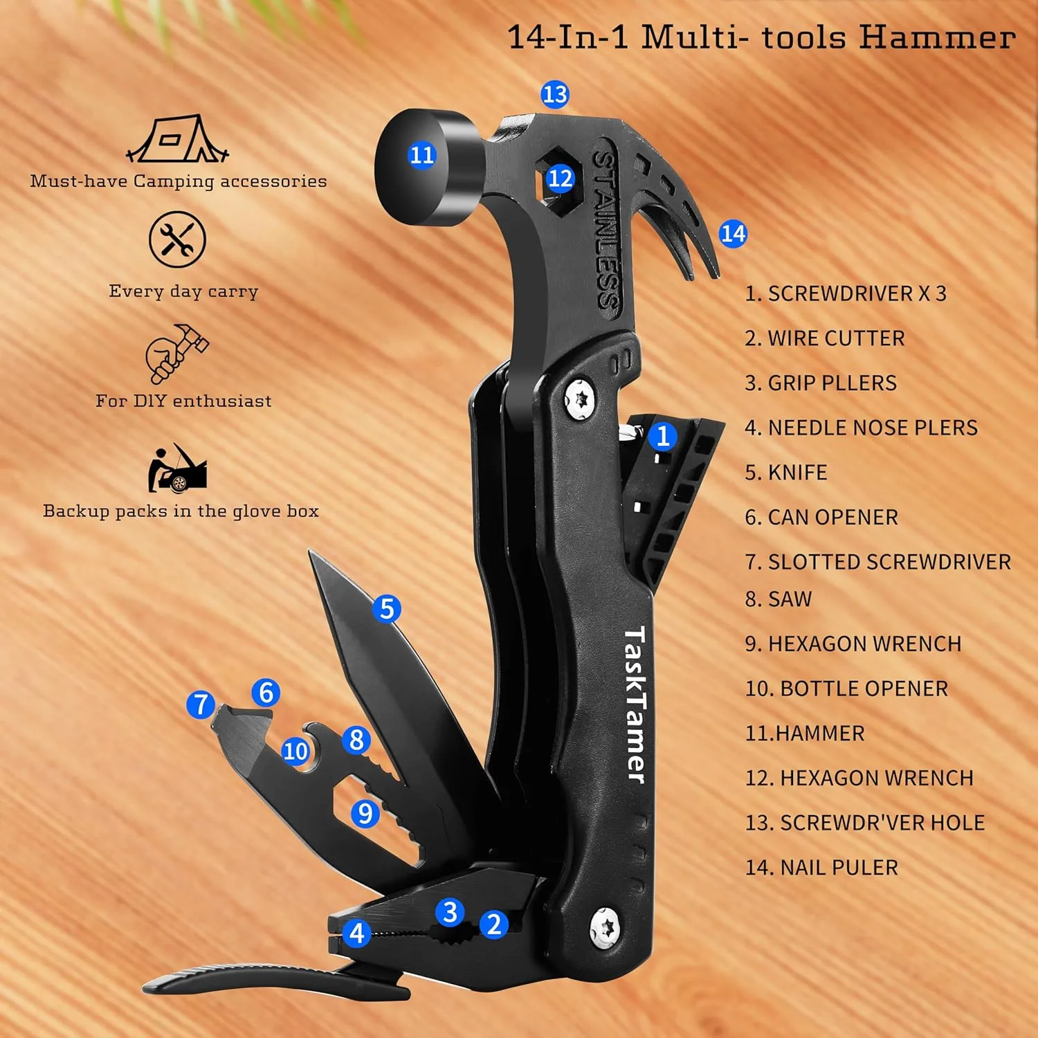 Multitools for Men, Man Gifts Multi-tools Set with Multi-Hammer, Utility Knife & Tactical Flashlight, EDC Gears for Car, Camping, Emergency & Outdoor Adventures, Gifts For Christmas Birthday