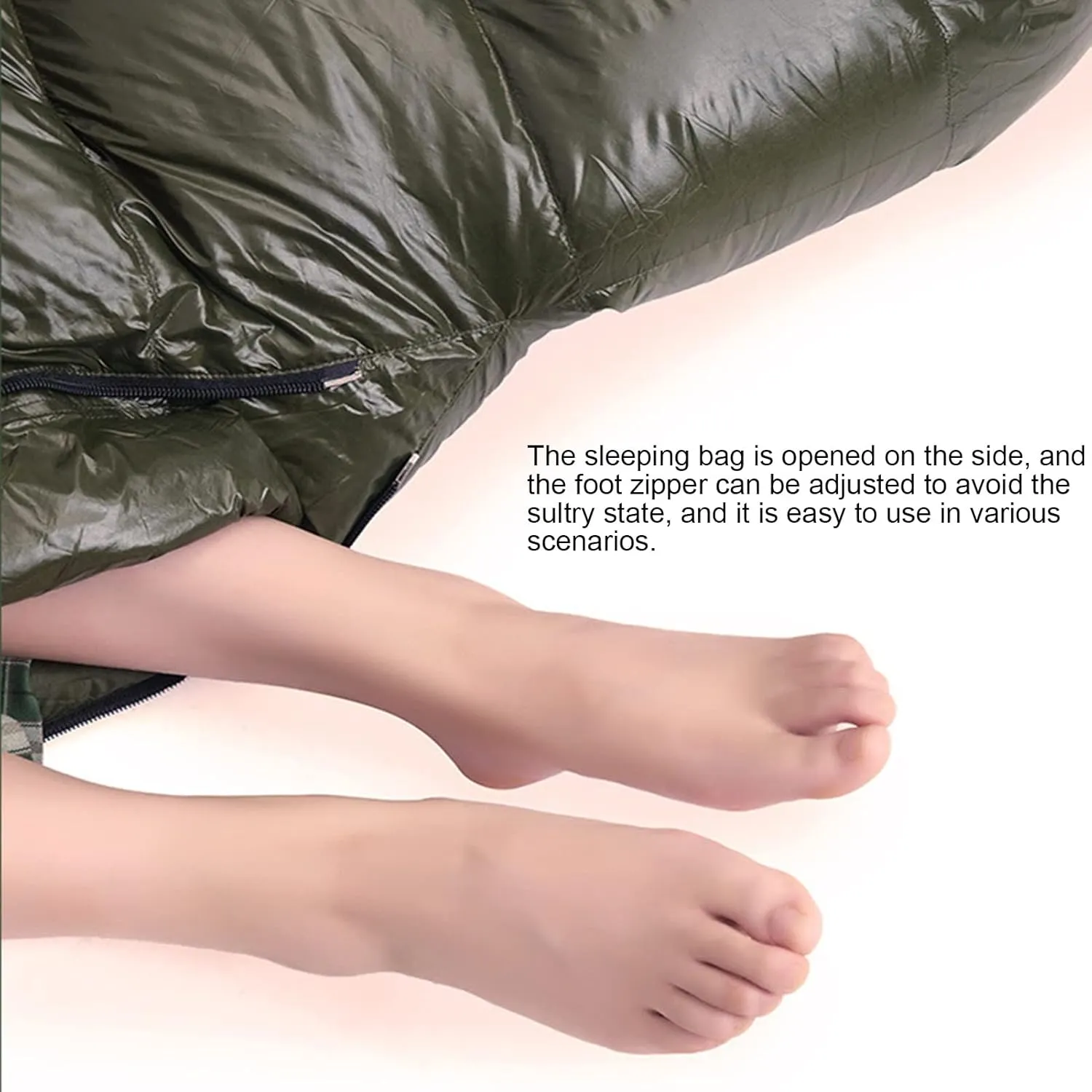Mummy Outdoor Sleeping Bag,Green Warm 3-4 Seasons Waterproof Sleeping Bag for Adults with Hood, Cold Protection Thick Duck Down Sleeping Bag for Travel, Camping