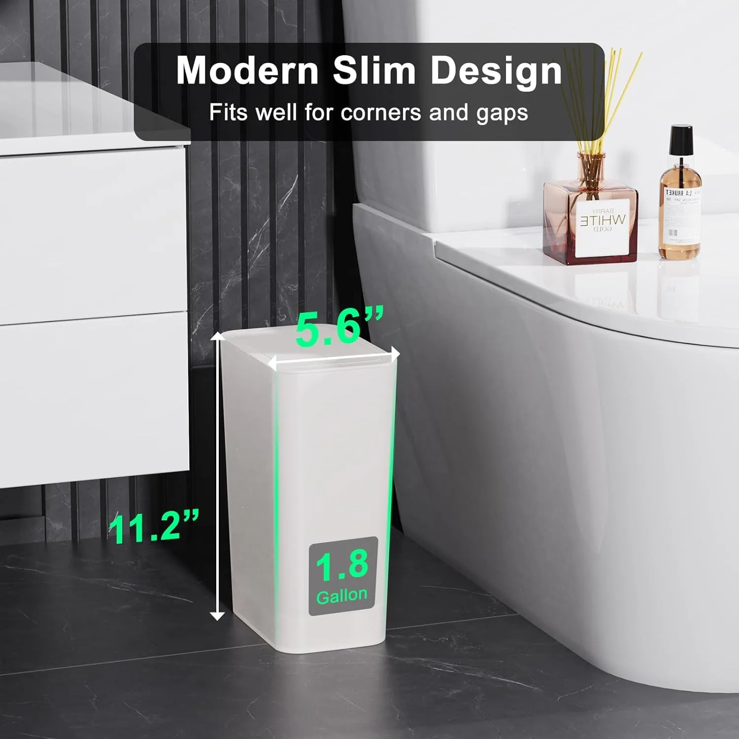 N. NETDOT 3 Pack 1.8 Gallon Small Trash Can with Lid, Bathroom Garbage Can with Pop-Up Lid, Waste Basket for Bathroom, Kitchen, Bedroom, Powder Room, Craft Room, Office, College (Off White)