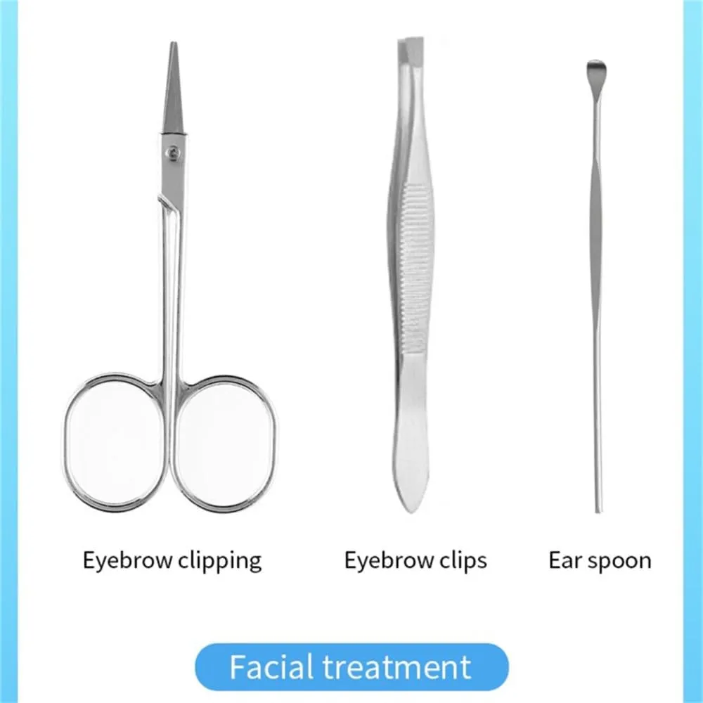 Nail Clipper Set 7 Piece Scissors Nail File Nail Clipper Forceps Foldable Portable and Nail Repair and Enhancement Tool,Brown