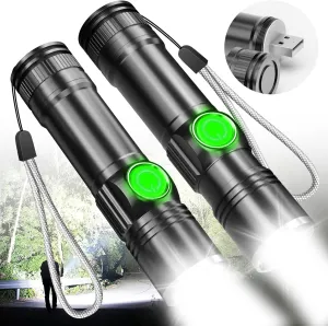 NAKCNM Flashlight Rechargeable Super Bright LED Pocket Flashlights with USB Charging Port EDC Flash Light for Home Camping Emergency(2 Pack)