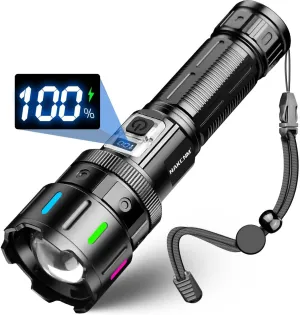NAKCNM LED Flashlights High Lumens, 5 Modes Rechargeable Flashlight Super Bright Powerful Flashlights Waterproof Powered Flash Light for Camping Hiking Emergency