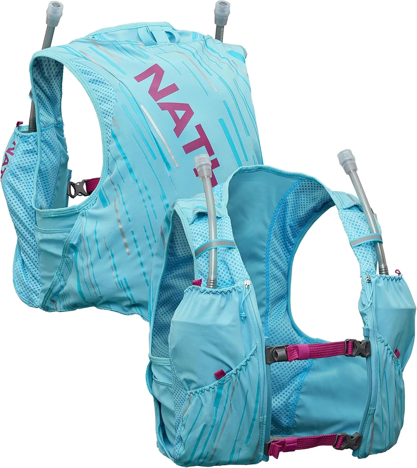 Nathan Hydration Race Vest. 4L Pinnacle Hydration Pack with Two 20oz Hydration Soft Flask, Water-Resistant Pockets, Lightweight & Moisture Wicking