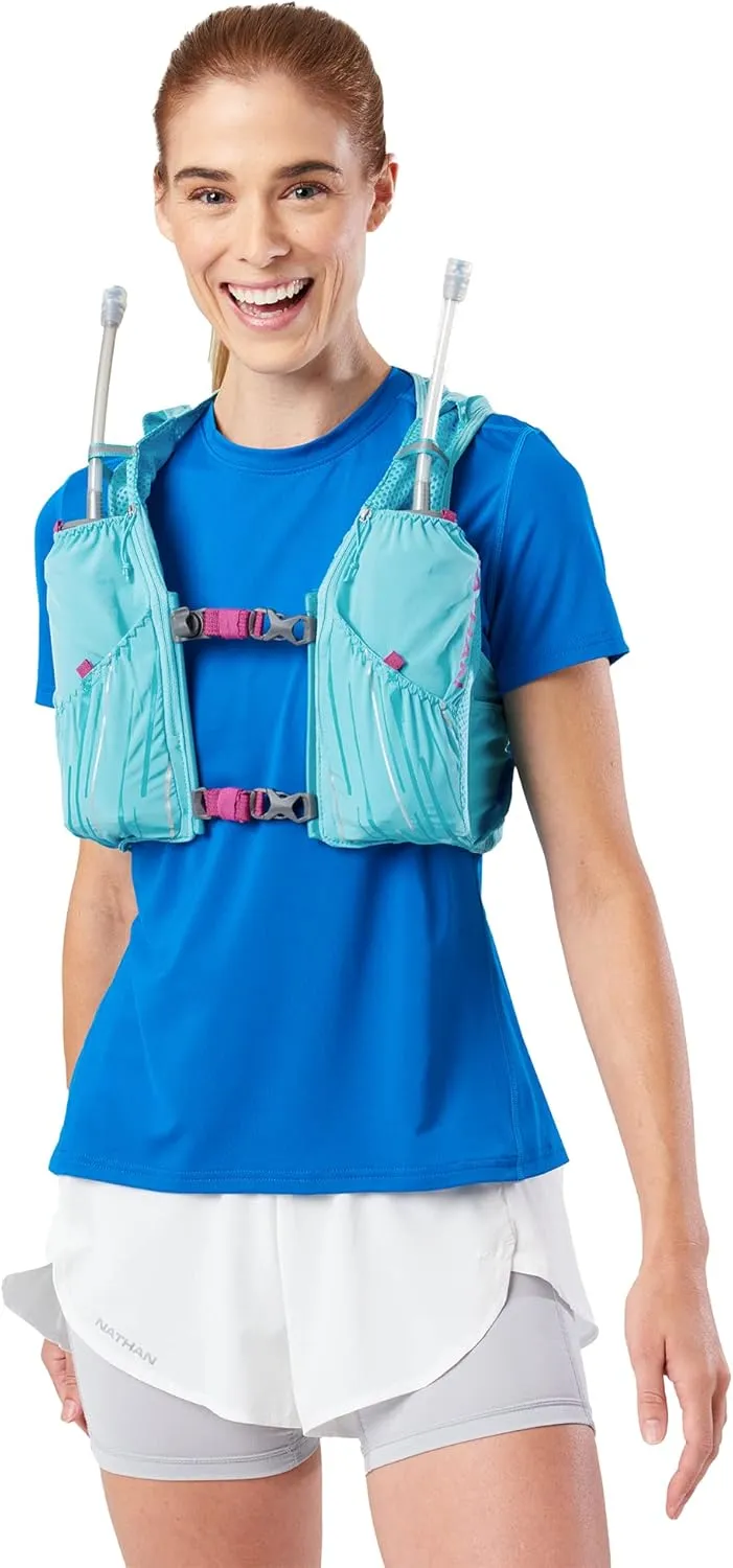 Nathan Hydration Race Vest. 4L Pinnacle Hydration Pack with Two 20oz Hydration Soft Flask, Water-Resistant Pockets, Lightweight & Moisture Wicking