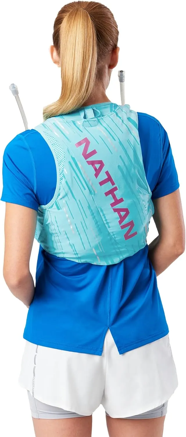Nathan Hydration Race Vest. 4L Pinnacle Hydration Pack with Two 20oz Hydration Soft Flask, Water-Resistant Pockets, Lightweight & Moisture Wicking