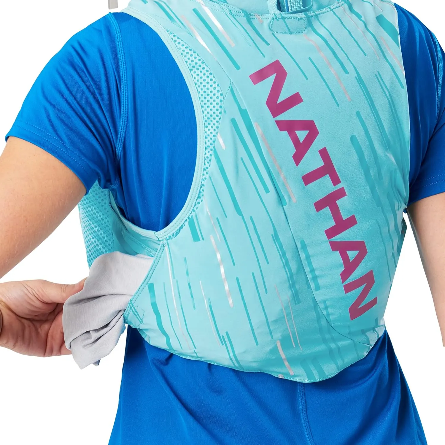 Nathan Hydration Race Vest. 4L Pinnacle Hydration Pack with Two 20oz Hydration Soft Flask, Water-Resistant Pockets, Lightweight & Moisture Wicking