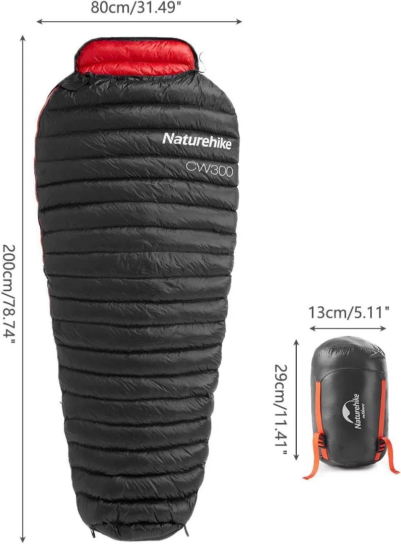 Naturehike 0 Degree Mummy Goose Down Sleeping Bag, Compact Ultralight Sleeping Bag for Adults Cold Weather