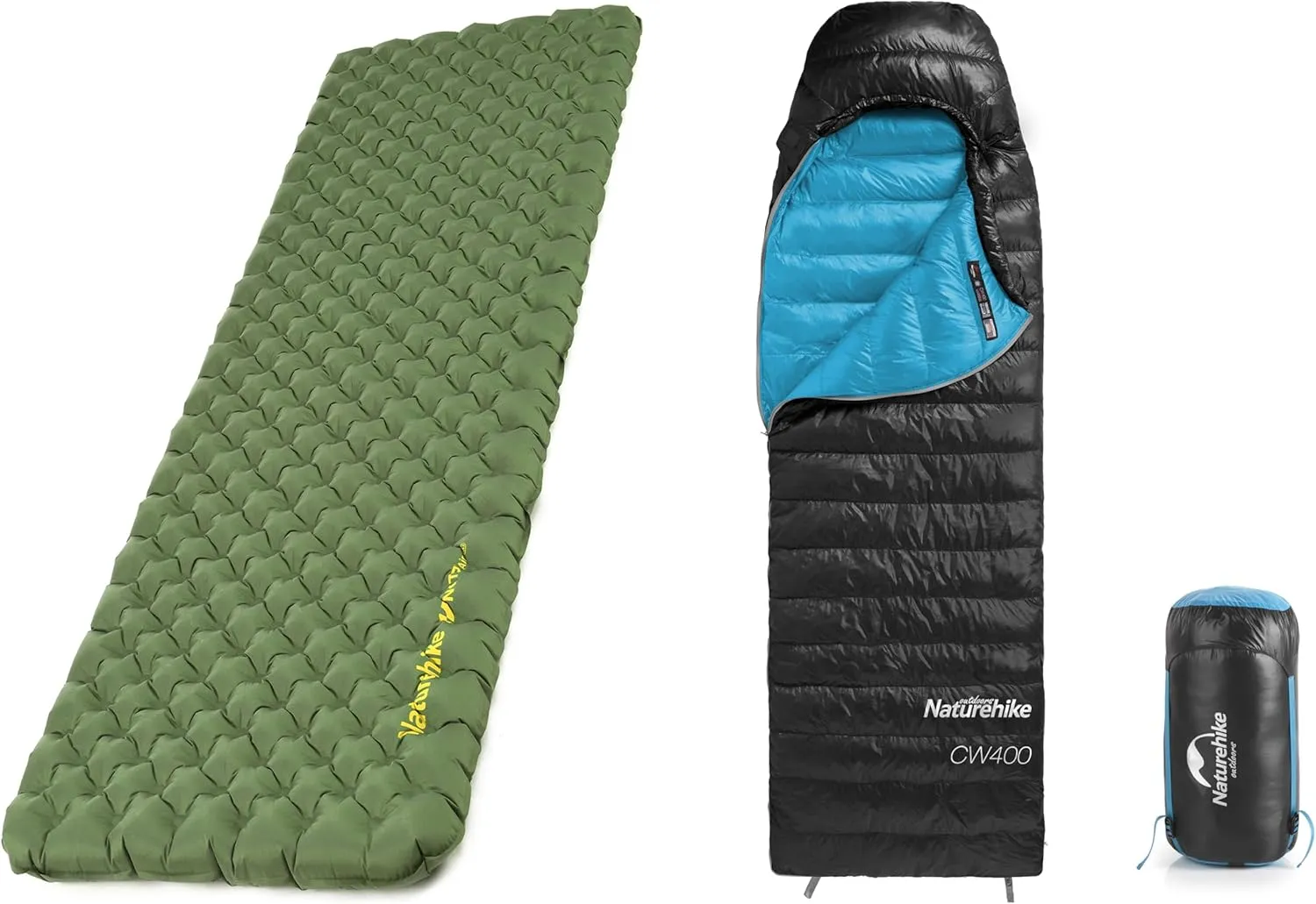 Naturehike Backpacking Ultralight Down Sleeping Bag and Sleeping Pad for Camping Hiking