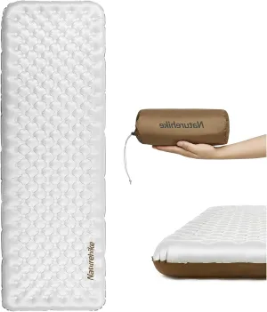 Naturehike Sleeping Pad Ultralight Inflatable Sleeping Pad -R-Value 5.0 withstands -15°C - 80.7''X25.6'' - 24.7 lb - for Camping, Backpacking, Hiking, with Inflatable Bag (Champagne Brown)