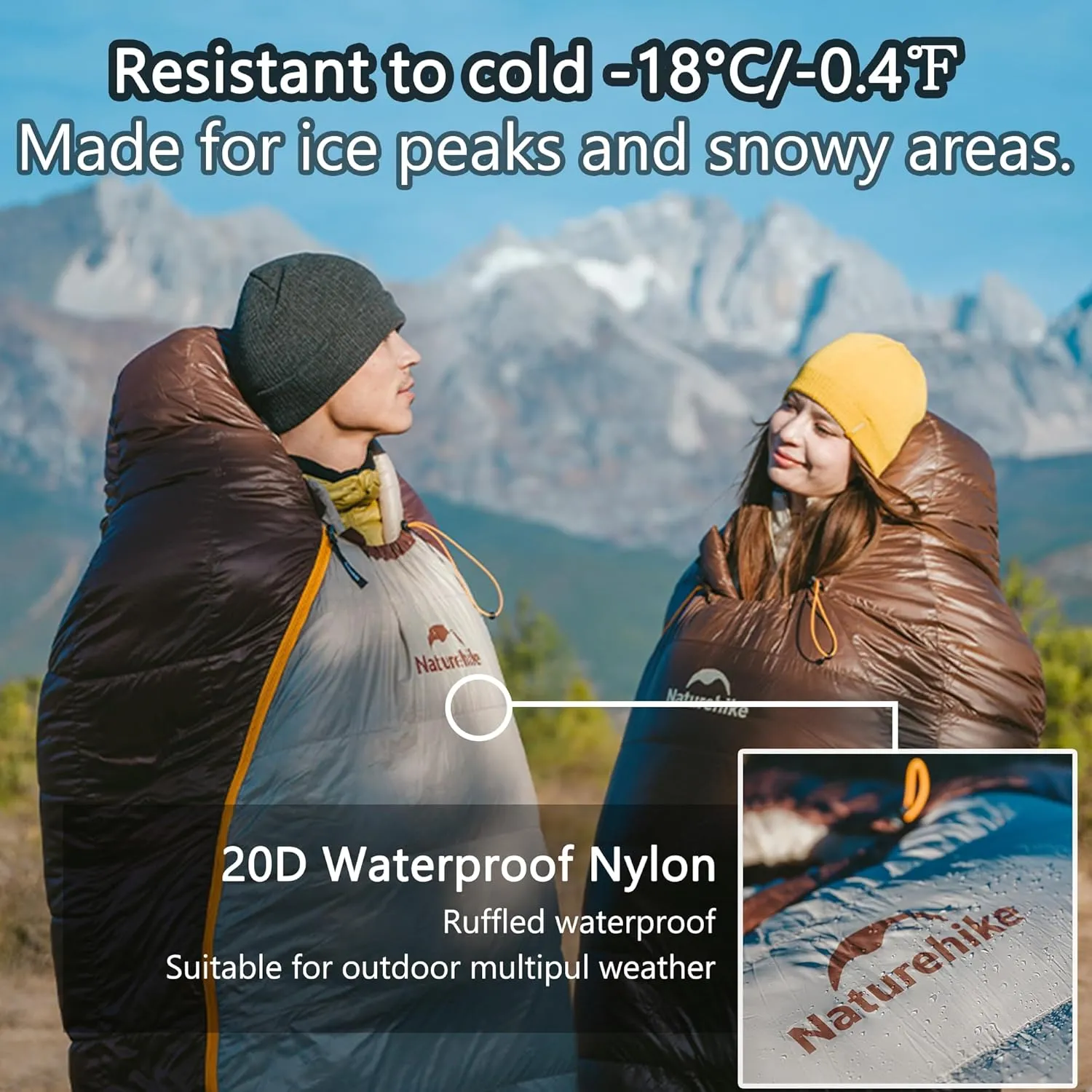 Naturehike Ultralight 650FP Duck Down Mummy Sleeping Bag-Suitable 38.8~-42.1℉, 20D Nylon Waterproof Sleeping Bag with Compact Compression Bag for Camping, Backpacking, Hiking