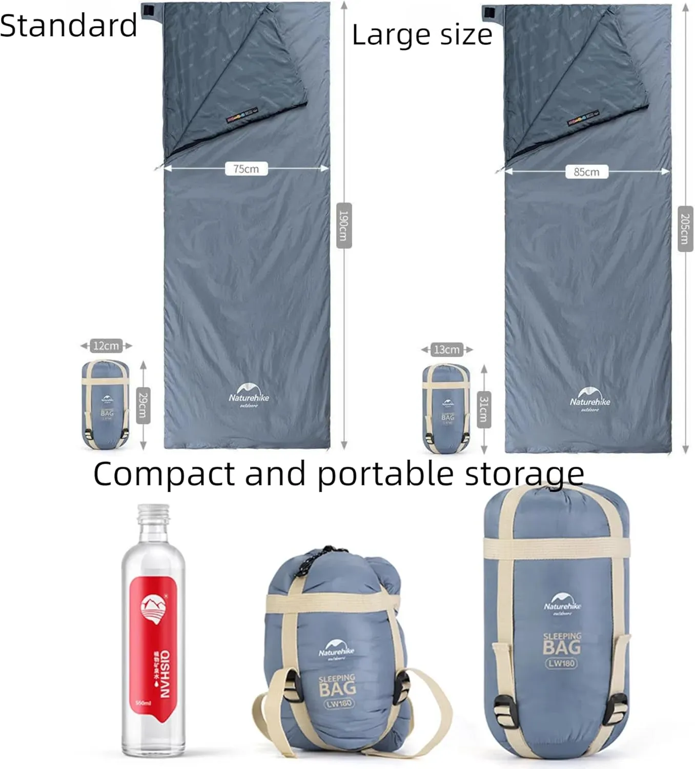 Naturehike Ultralight Sleeping Bag - Expandable Sleeping Bag 46°F-59°F for Adults Backpacking, Waterproof, Comfort with Compression Sack - Great for 3 Season Traveling Camping Hiking