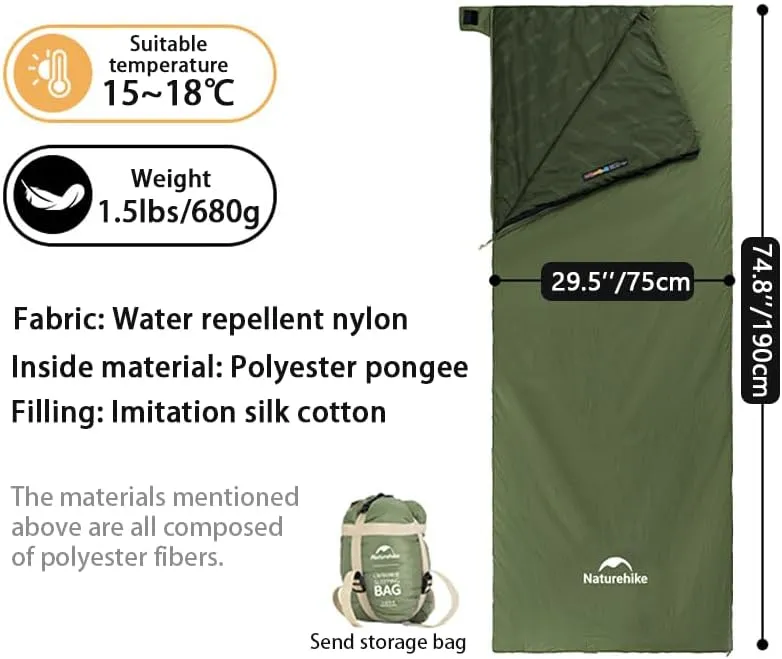 Naturehike Ultralight Sleeping Bag - Expandable Sleeping Bag 46°F-59°F for Adults Backpacking, Waterproof, Comfort with Compression Sack - Great for 3 Season Traveling Camping Hiking