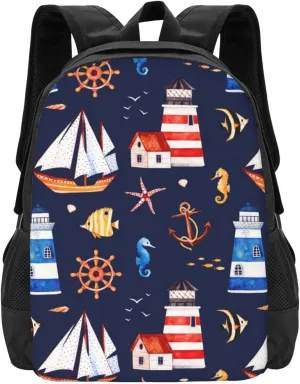 Nautical Lightweight Packable Backpack Travel Casual Large Capacity Daypack Foldable Backpack For Men Women