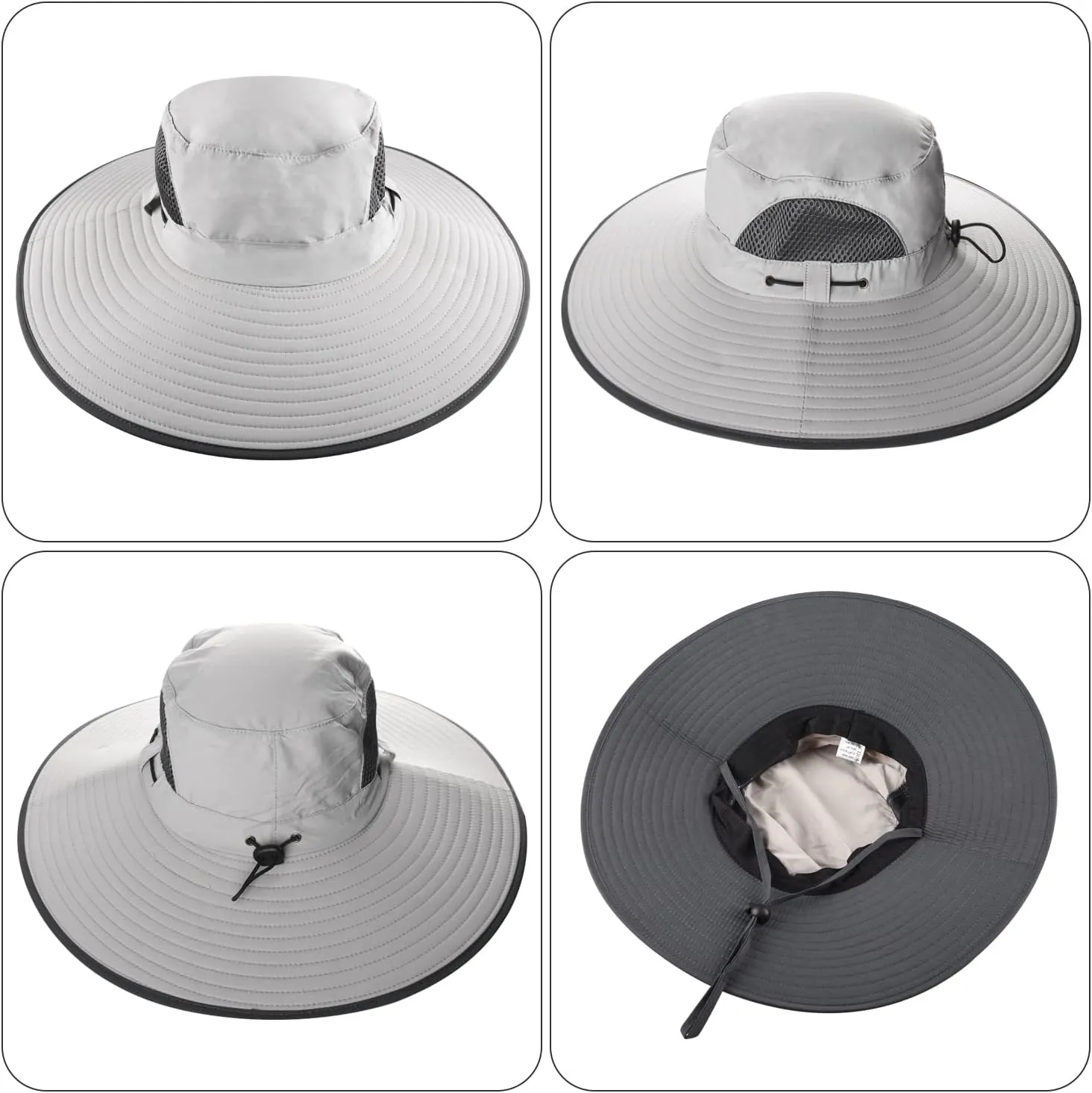 【New Size: L-XXL】 Wide Brim Fishing Sun Hat for Men UPF 50 Waterproof Breathable Safari Hiking Camping Hat for Big/Small Head