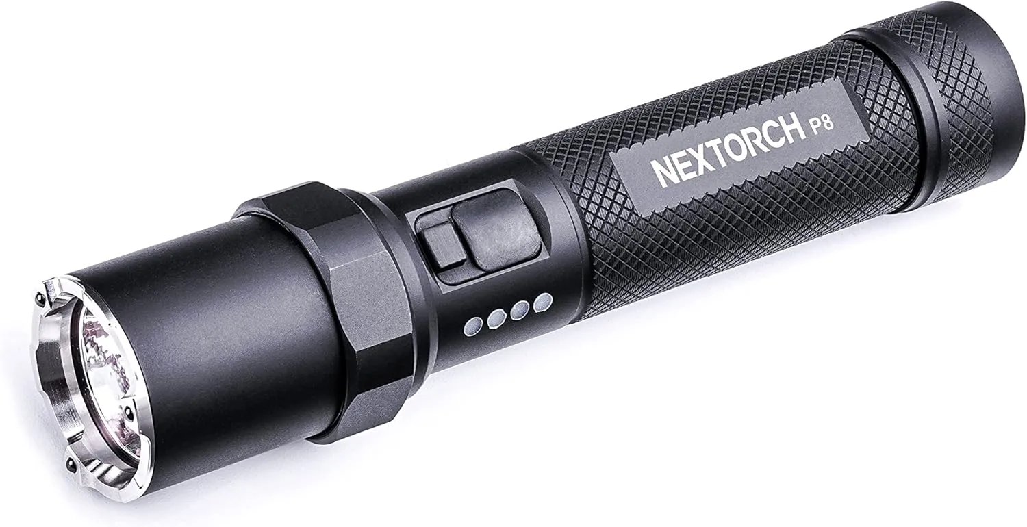 NEXTORCH P8 Rechargeable Flashlight High Lumens, 1600 Lumens LED Police Flashlight with 5 Modes & Strobe & Ceramic Glass Breaker for Daily Use, Night Duty, Dog Walking, Outdoor Adventure