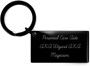 Nice Personal care aide Gifts, Personal Care Aide A.K.A, Unique Birthday Keychain For Coworkers, Black Keyring From Friends, Personal care aide gift ideas, Personal care aide gift basket, Personal