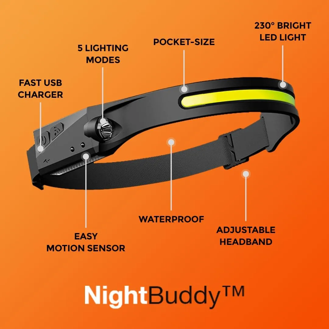 Night Buddy LED Headlamp Rechargeable Flashlight for Adults Camping Essentials Backpacking Lights 4X Brighter Other Headlight Headband Lamp 5 Light Modes Hiking Gear Must Haves (Headlamp   Lantern)
